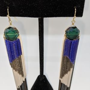 BCBGeneration Multi Tone Tassel Chain Earrings.